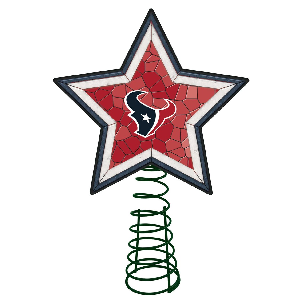 The Memory Company 10" Lighted Red and White Star NFL Houston Texans Mosaic Christmas Tree Topper
